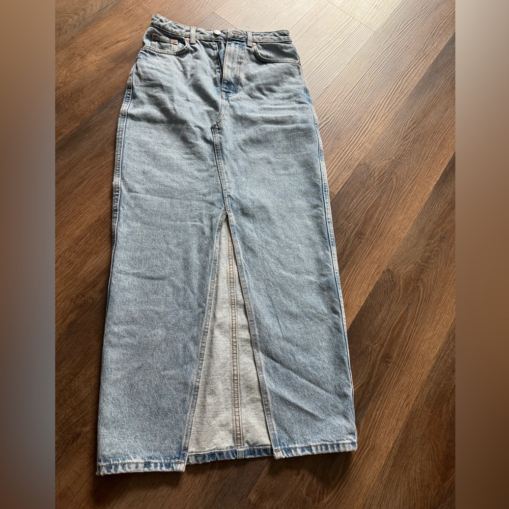 Mango Blue High-Rise Maxi Skirt